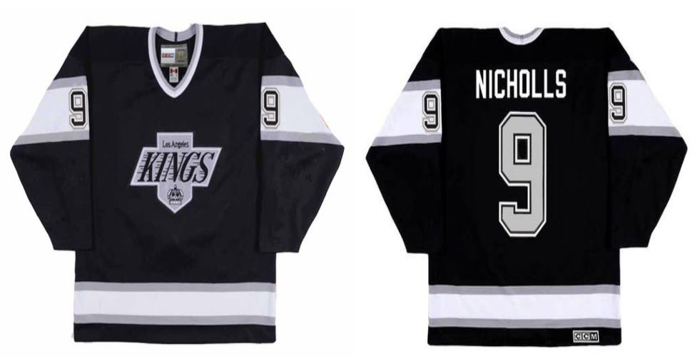 2019 Men Los Angeles Kings #9 Nicholls Black CCM NHL jerseys->los angeles kings->NHL Jersey